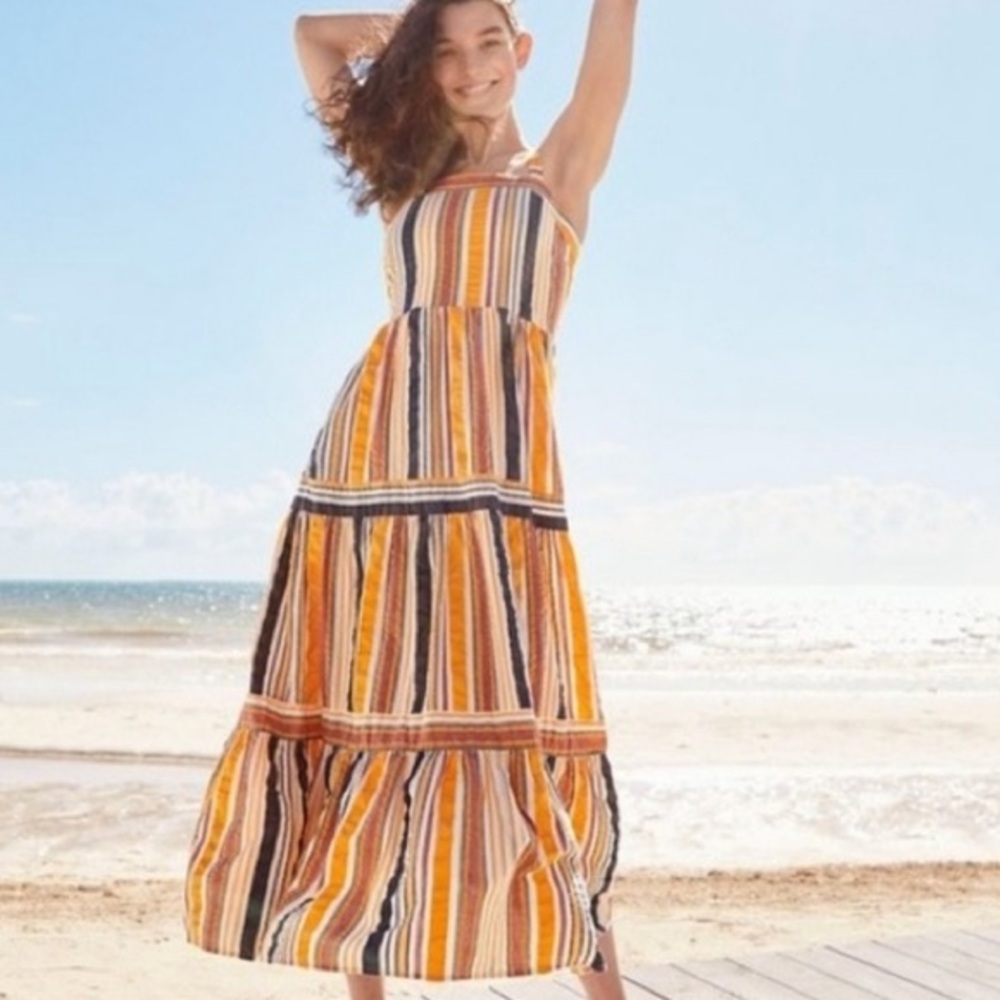 LOFT Striped Multicolor Maxi Dres